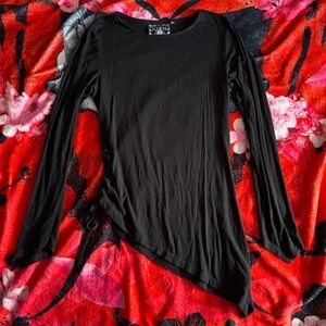 Killstar Black Asymmetrical Long Sleeve Blouse